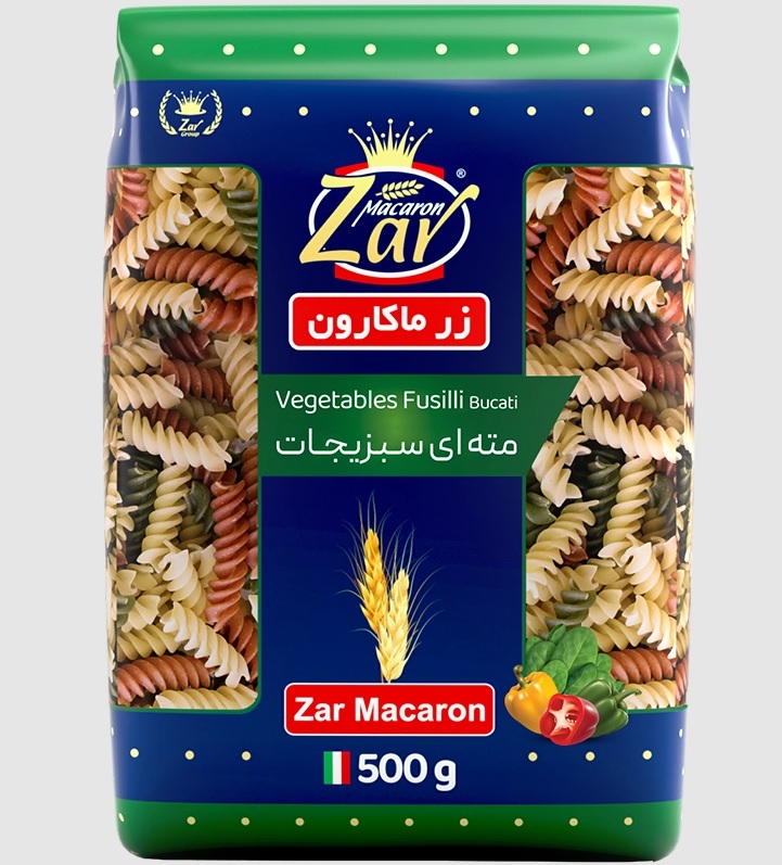 ماکارونی فرمی پیچ سبزیجات 500گ زر ماکارون