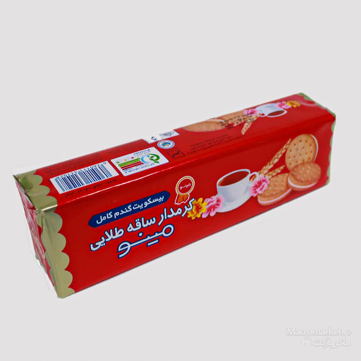 بیسکویت ساقه طلایی کرم دار ساده مینو